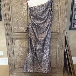 Teri Jon size 16, navy and gray metalic